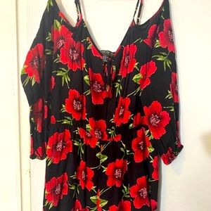 Plus Cold Shoulder Peasant Sleeve Romper